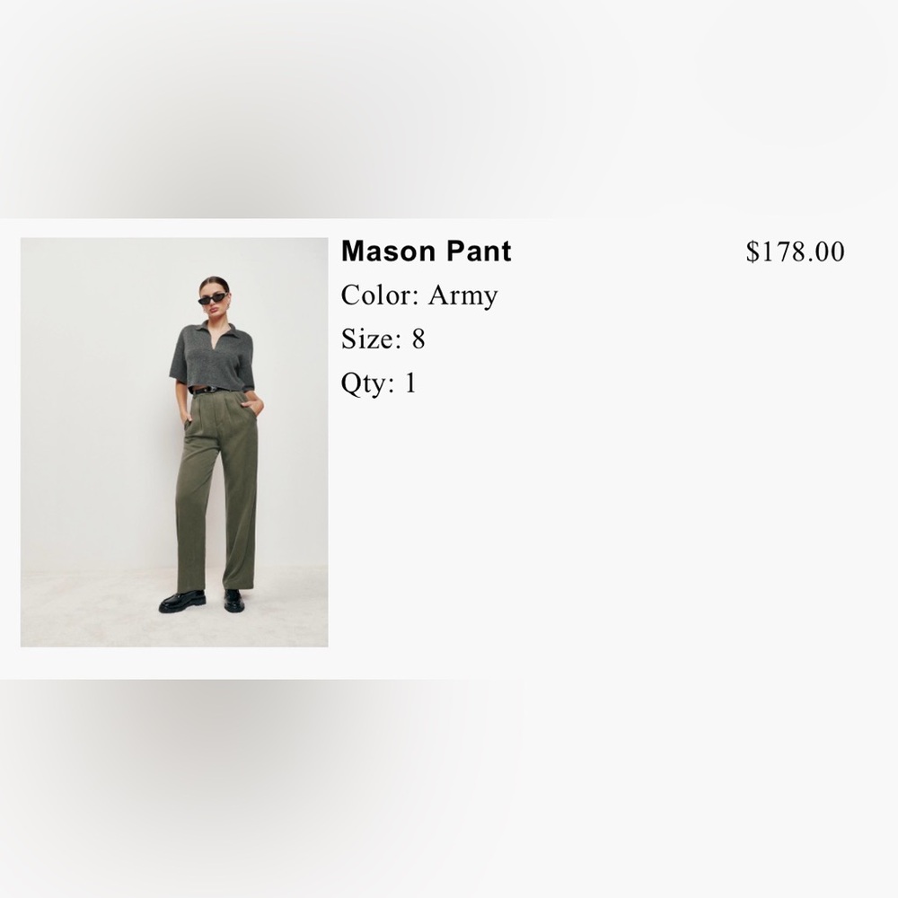 Reformation Mason Pant in Army